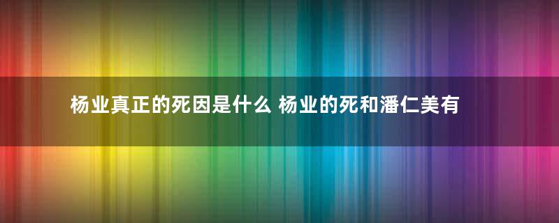 杨业真正的死因是什么 杨业的死和潘仁美有关系吗